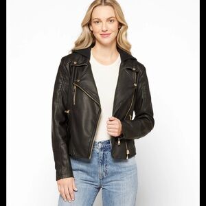 free people harriet vegan leather hooded moto jacket